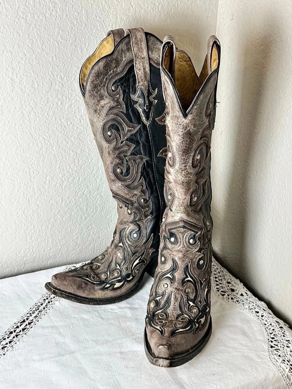 Corral Leather Western Heeled Boots Brown US 6.5 M